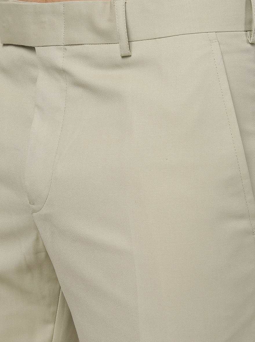 Khaki Solid Slim Fit Formal Trouser | Greenfibre