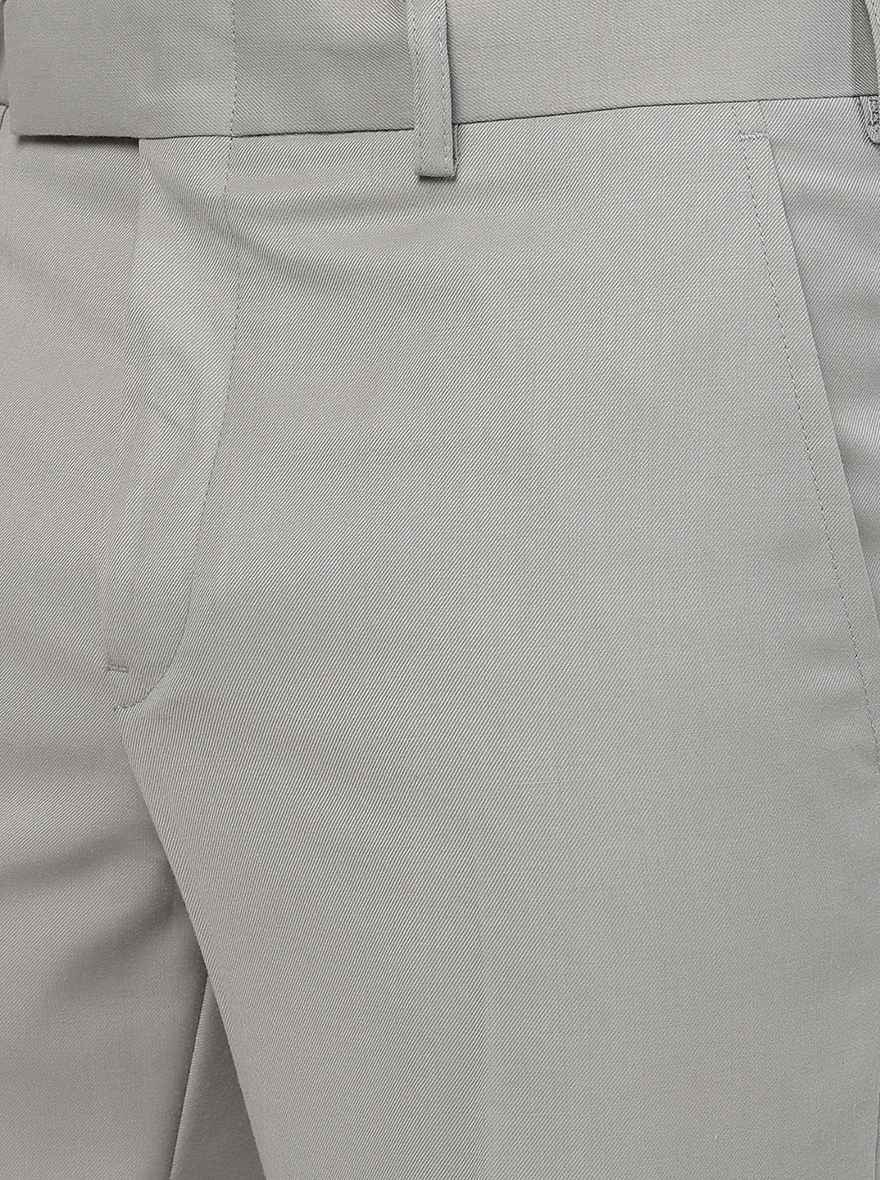 Grey Solid Slim Fit Formal Trouser | Greenfibre