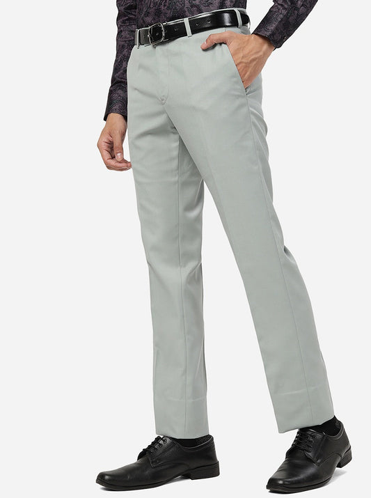 Light Green Solid Slim Fit Formal Trouser | Greenfibre
