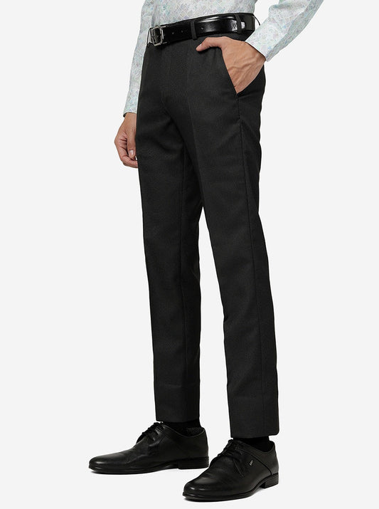 Black Solid Super Slim Fit Formal Trouser | Greenfibre