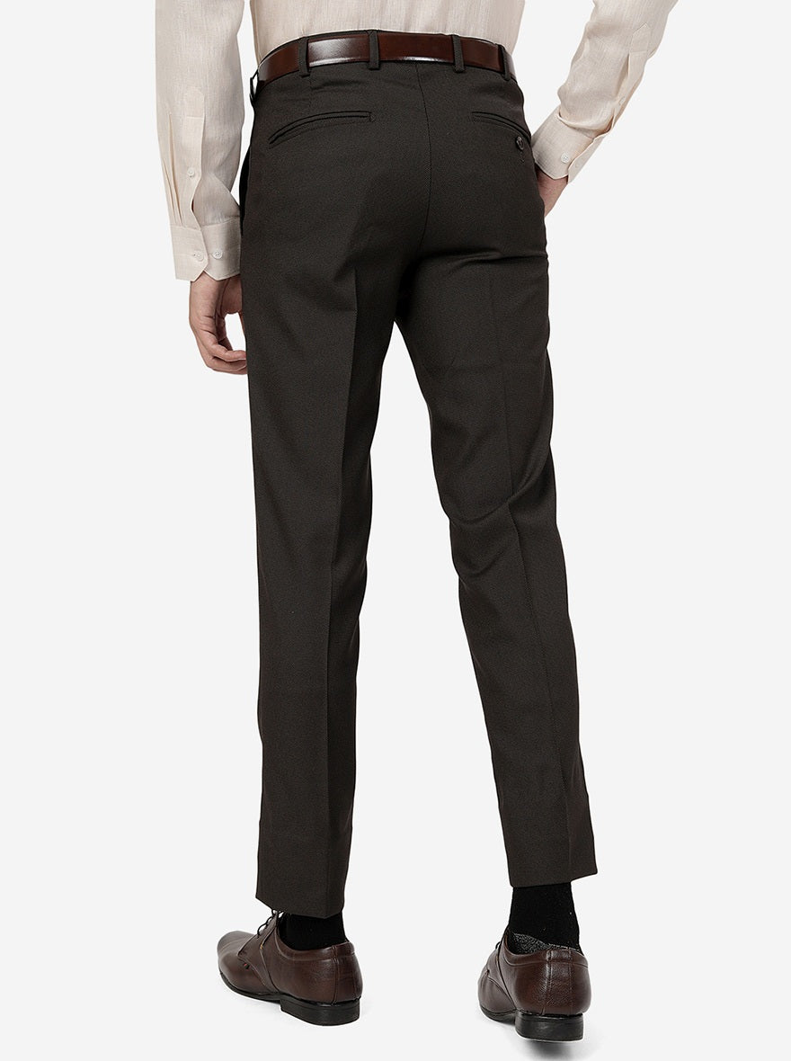 Brown Solid Super Slim Fit Formal Trouser | Greenfibre