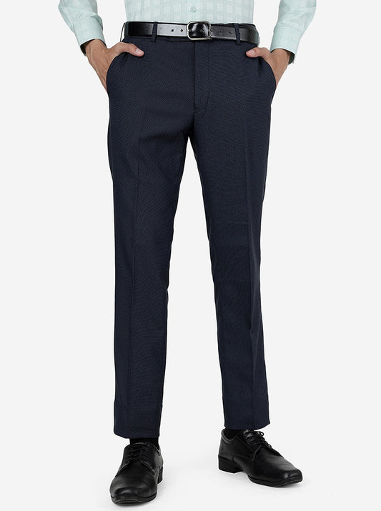 Blue Solid Super Slim Fit Formal Trouser | Greenfibre