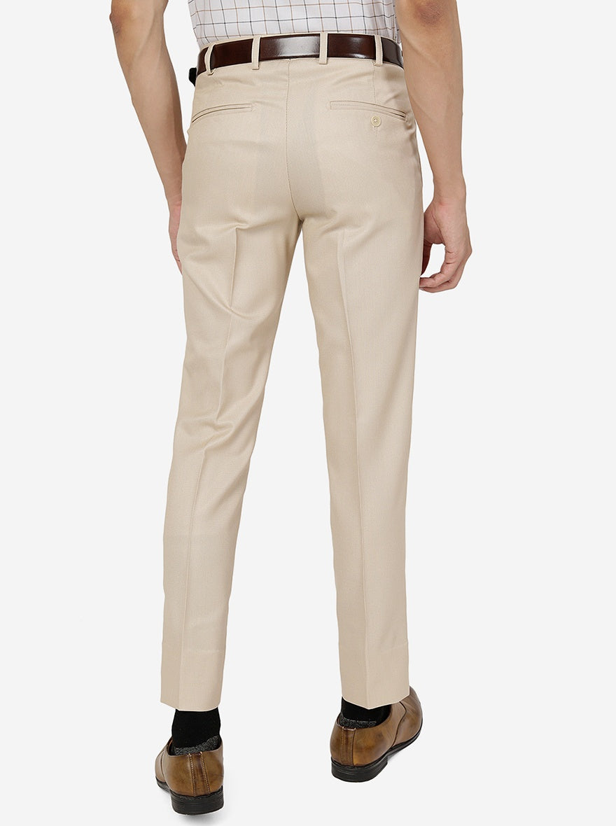Khaki Solid Super Slim Fit Formal Trouser | Greenfibre