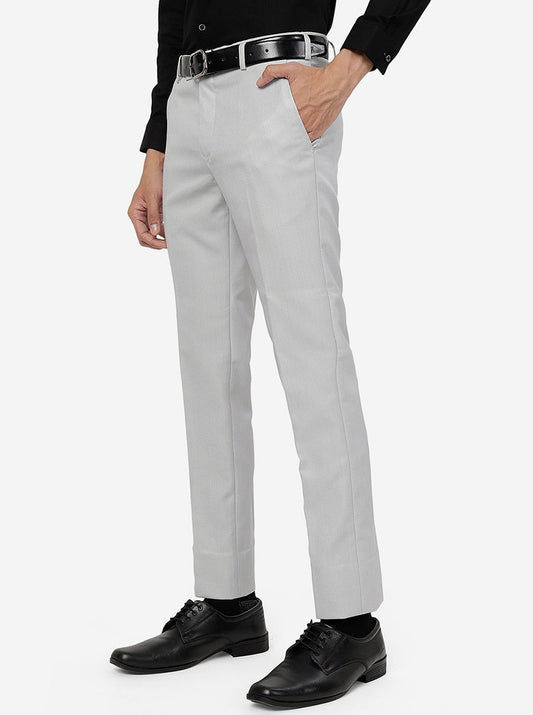 Grey Solid Super Slim Fit Formal Trouser | Greenfibre
