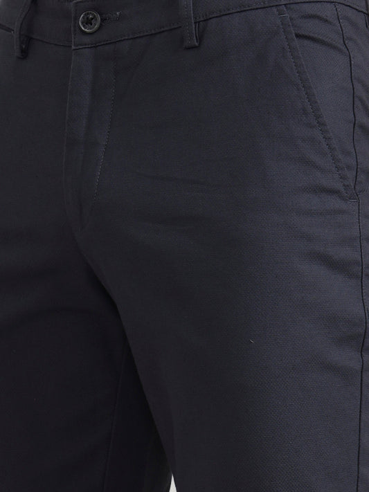 Dark Grey Solid Neo Fit Casual Trouser | Greenfibre