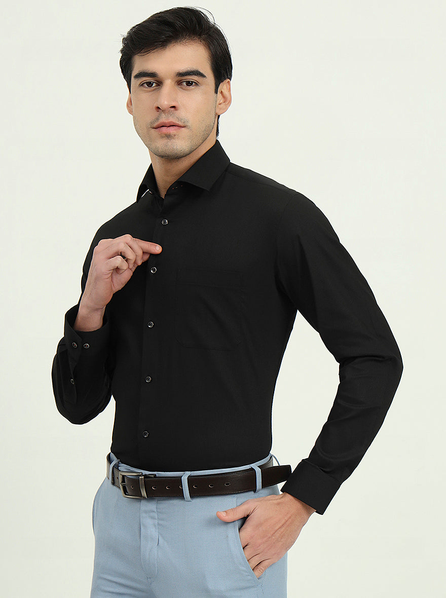 Black Solid Slim Fit Party Wear Shirt | Greenfire
