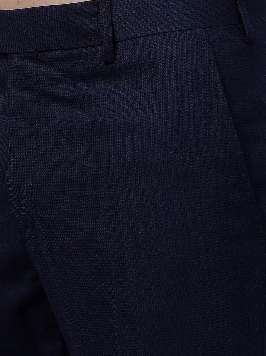Blue Solid Slim Fit Formal Trouser | Greenfibre