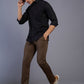 Brown Solid Super Slim Fit Casual Trouser | Greenfibre