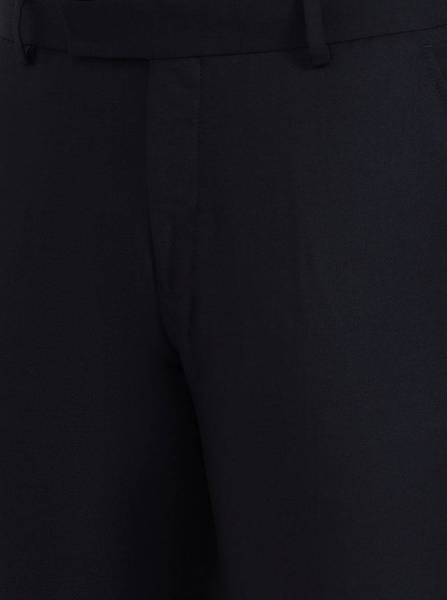 Navy Blue Solid Super Slim Fit Formal Trouser | Greenfibre