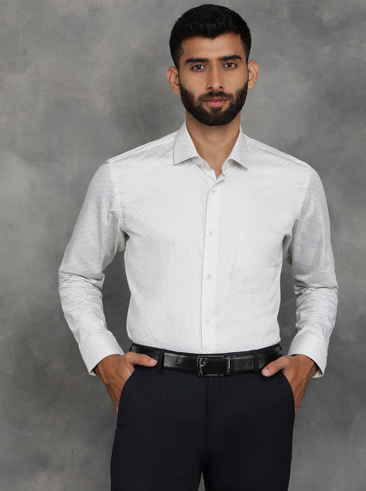 Light Green Printed Slim Fit Formal Shirt | GreenFibre