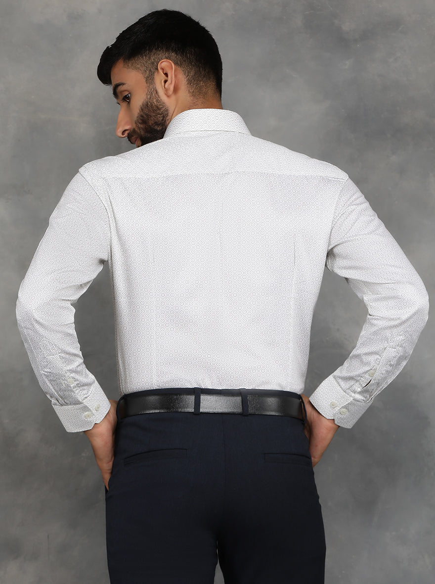 Light Green Printed Slim Fit Formal Shirt | GreenFibre