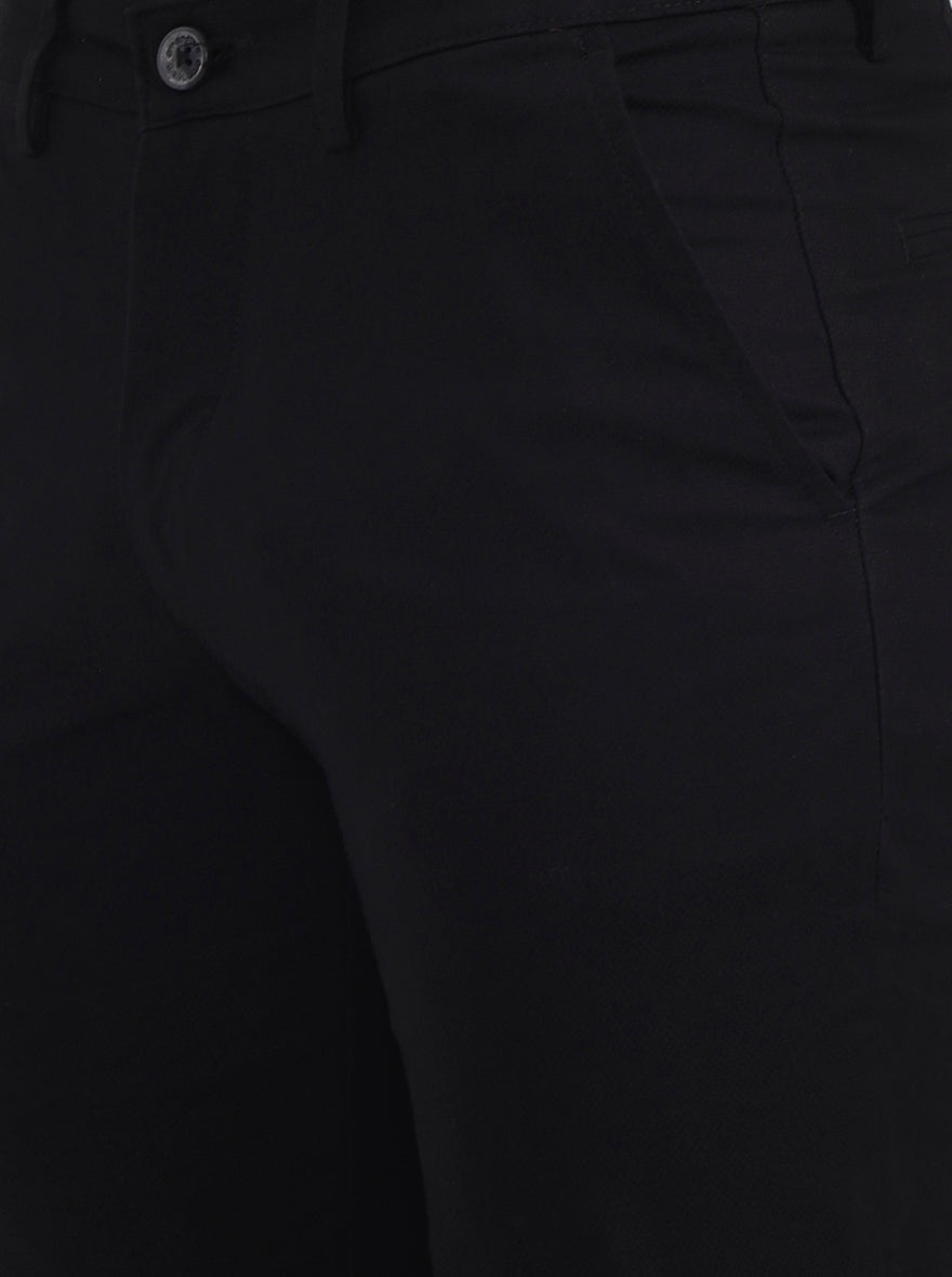 Black Solid Slim Fit Casual Trouser | Greenfibre