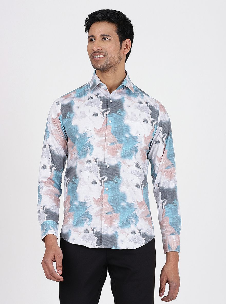 Multicolor Printed Slim Fit Party Wear Shirt | Greenfibre