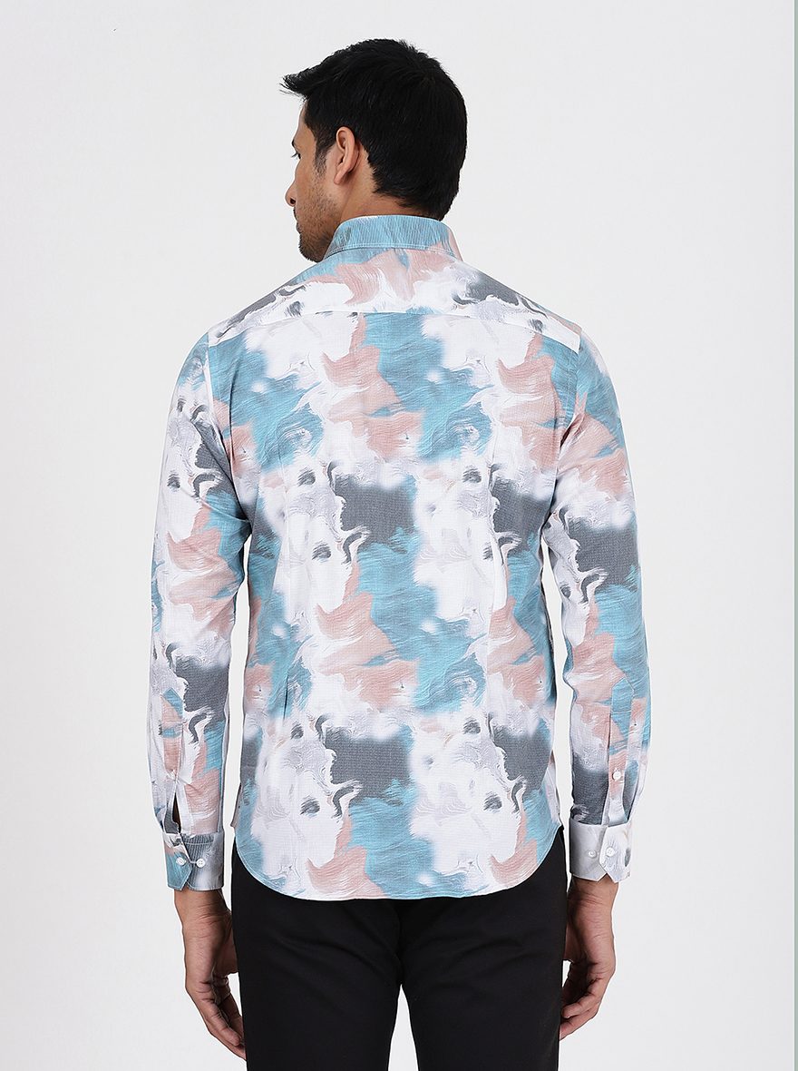 Multicolor Printed Slim Fit Party Wear Shirt | Greenfibre