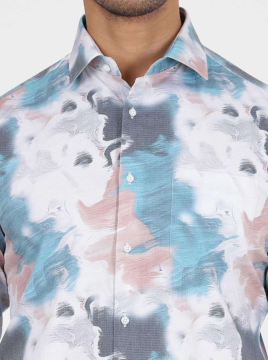 Multicolor Printed Slim Fit Party Wear Shirt | Greenfibre