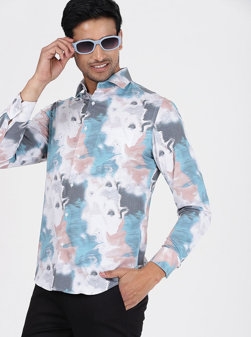 Multicolor Printed Slim Fit Party Wear Shirt | Greenfibre