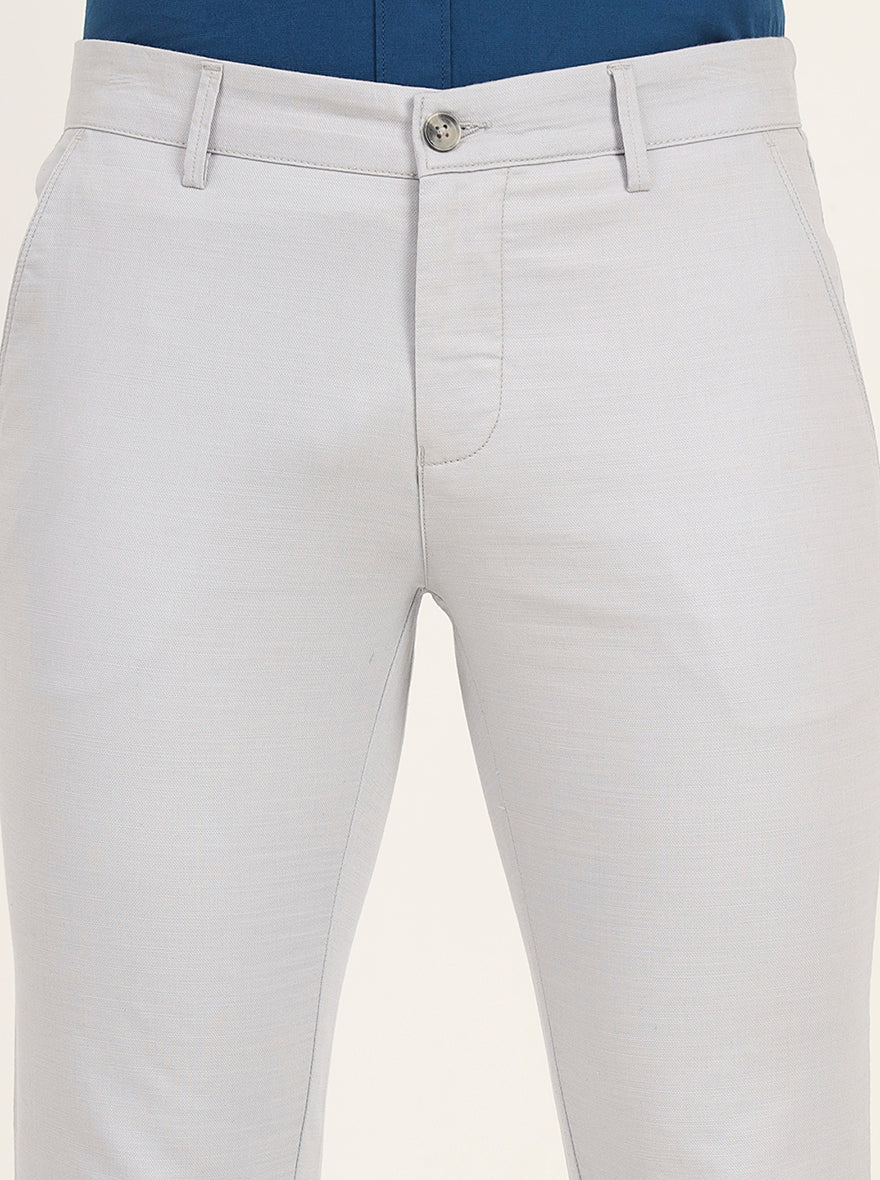 Sky Blue Solid Super Slim Fit Casual Trouser | Greenfibre