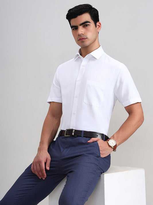 White Solid Regular Fit Formal Shirt | Greenfibre