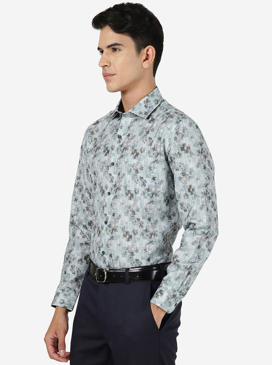 Green Printed Slim fit Party Wear Shirt | Greenfibre