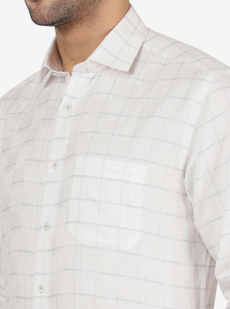 White Checked Regular Fit Formal Shirt | Greenfibre