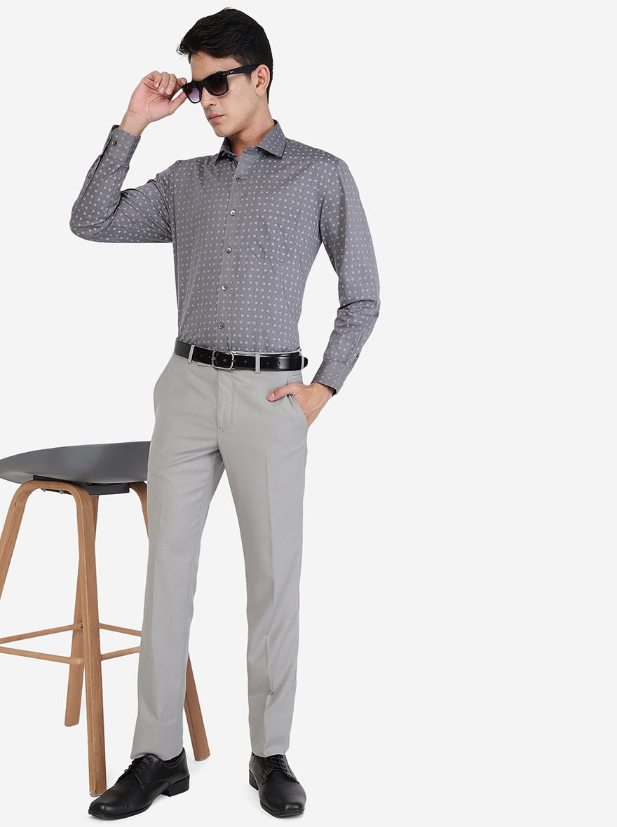 Grey Printed Regular fit Formal Shirt | Greenfibre