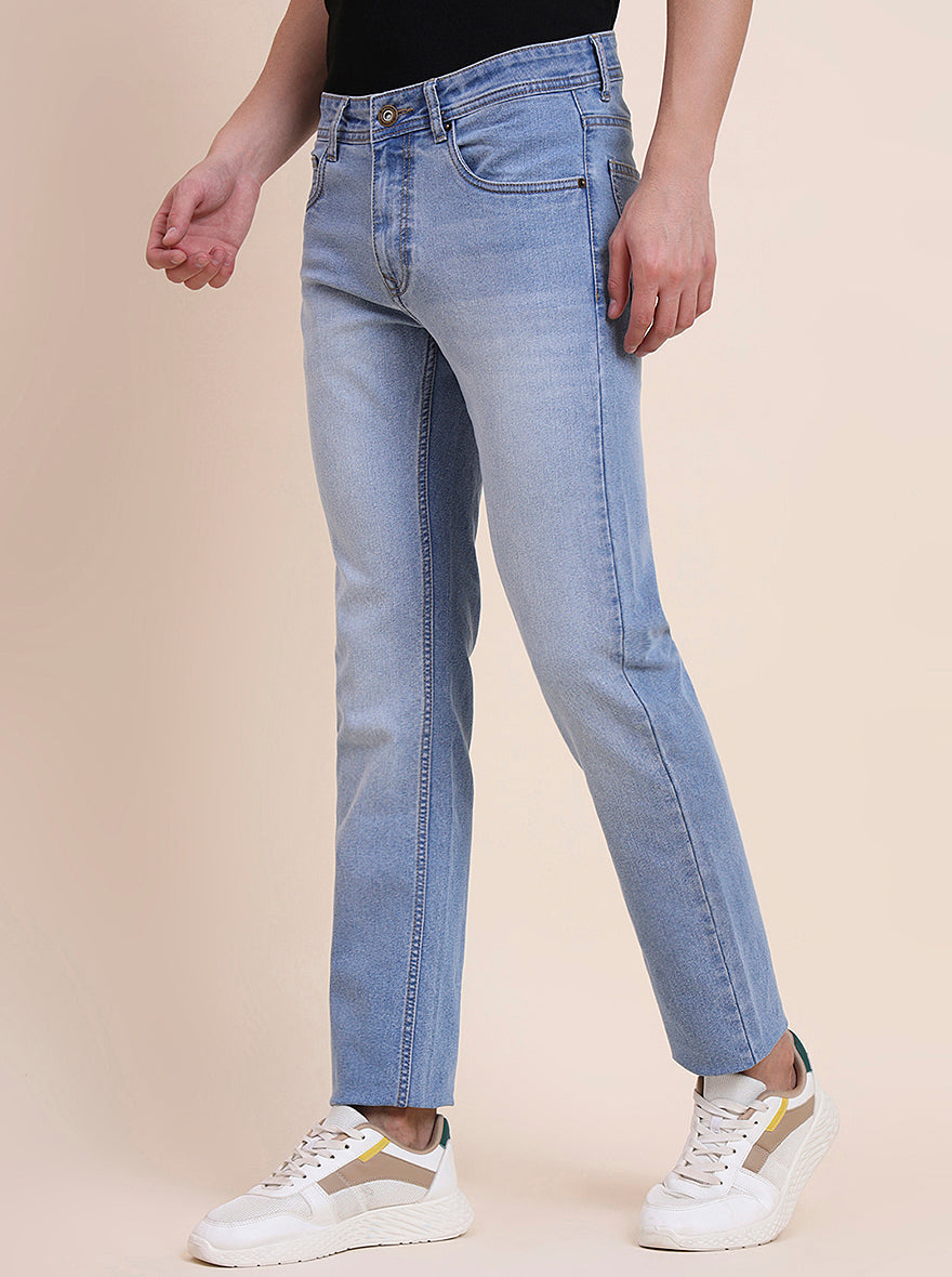 Light Blue Washed Narrow Fit Jeans | Greenfibre