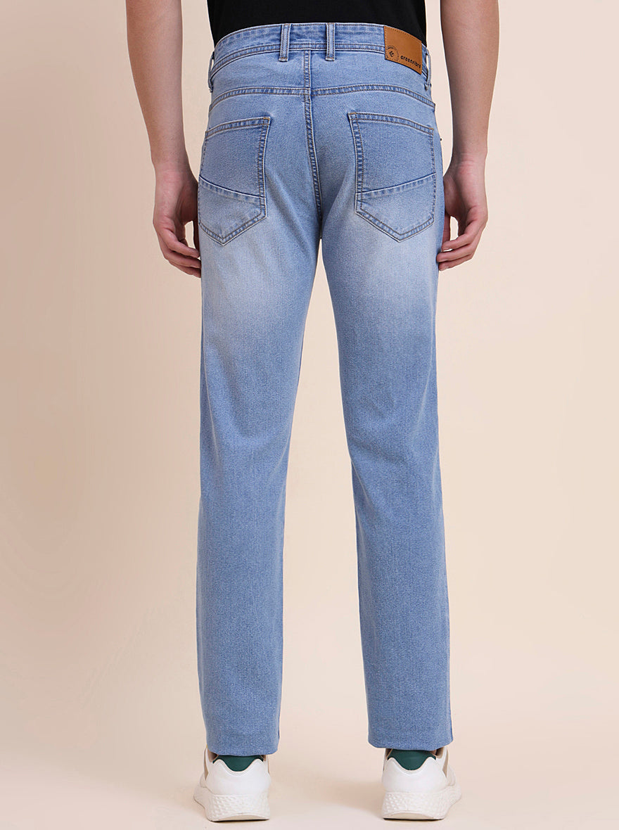 Light Blue Washed Narrow Fit Jeans | Greenfibre