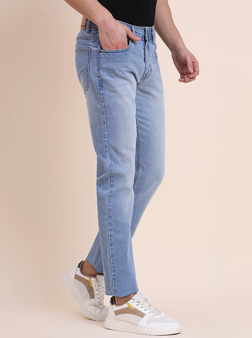 Light Blue Washed Narrow Fit Jeans | Greenfibre