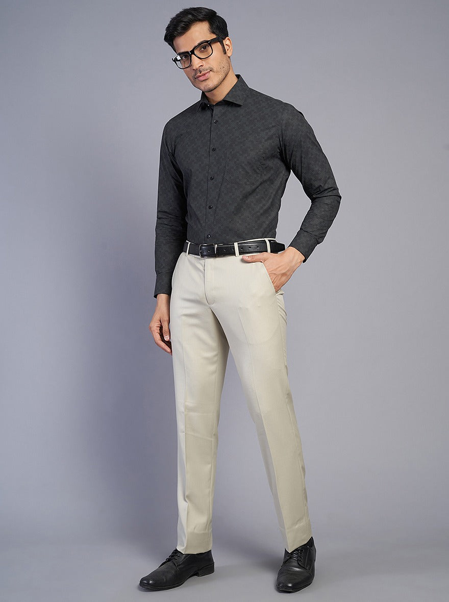 Grey Printed Slim Fit Formal Shirt | Greenfibre