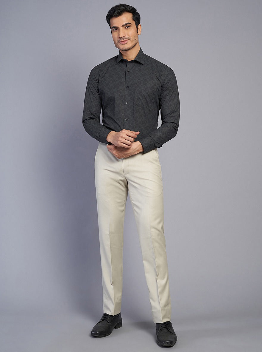 Grey Printed Slim Fit Formal Shirt | Greenfibre