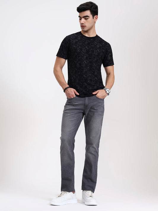 Mid Grey Washed Straight Fit Jeans | Greenfibre