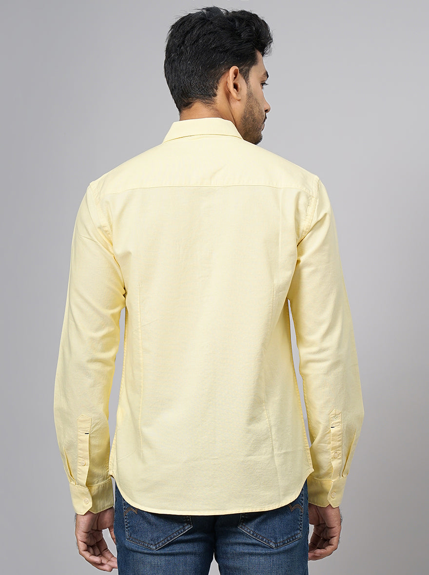 Yellow Solid Slim Fit Casual Shirt | Greenfibre