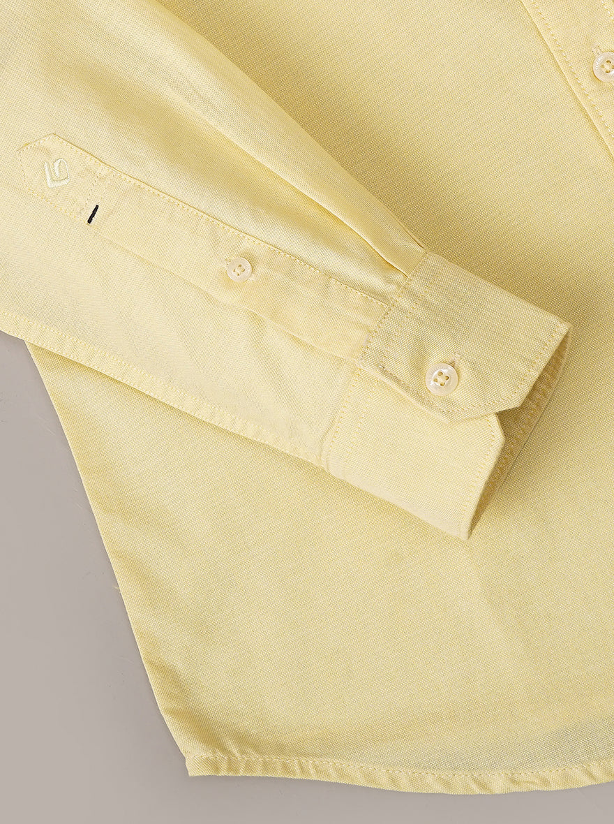 Yellow Solid Slim Fit Casual Shirt | Greenfibre