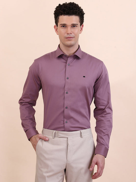 Dusty Pink Solid Slim Fit Party Wear Shirt | Greenfibre