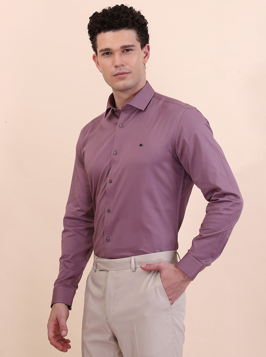 Dusty Pink Solid Slim Fit Party Wear Shirt | Greenfibre