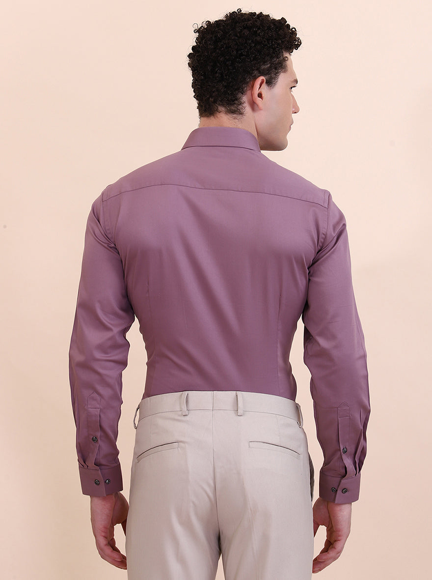 Dusty Pink Solid Slim Fit Party Wear Shirt | Greenfibre