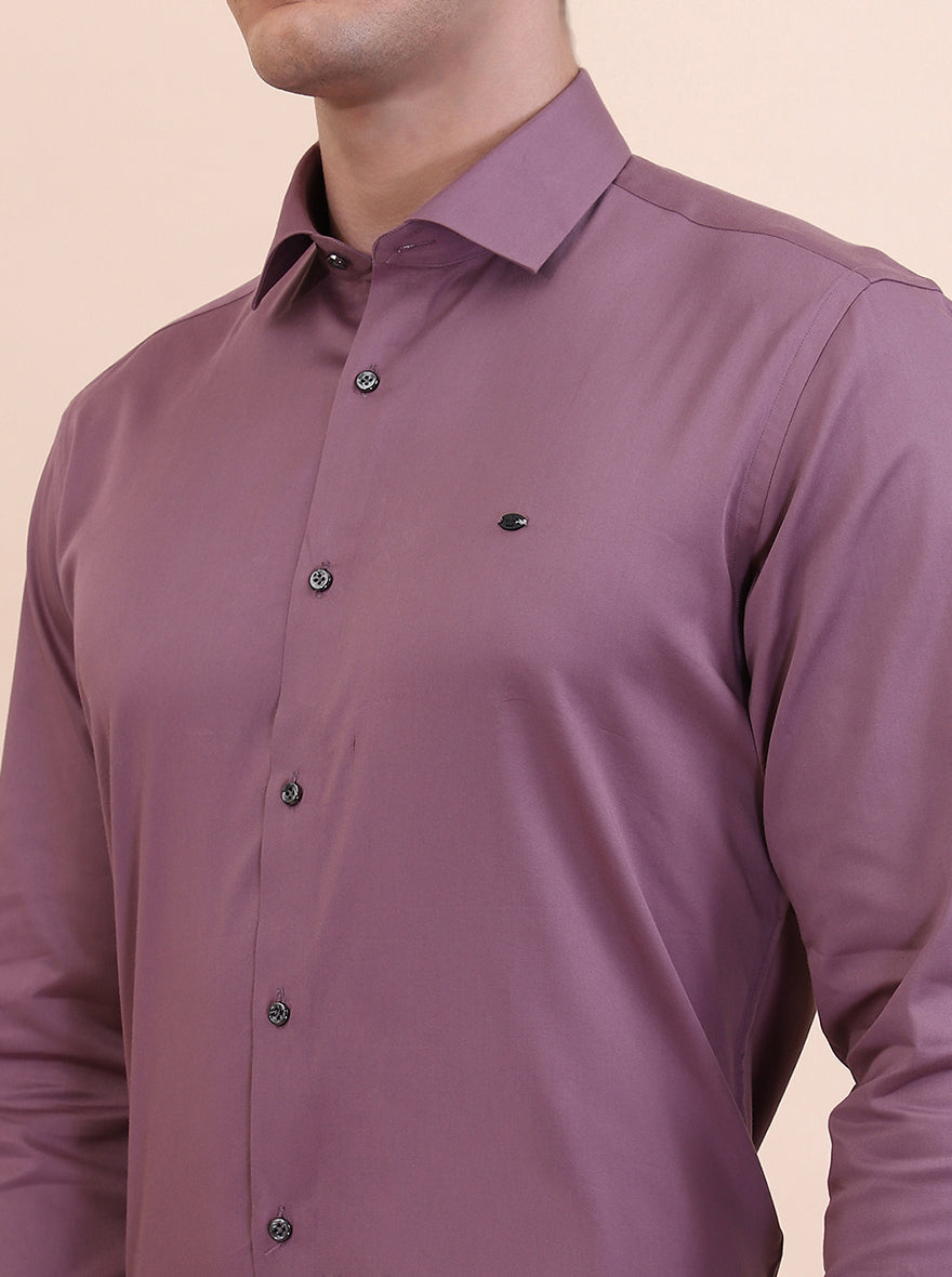 Dusty Pink Solid Slim Fit Party Wear Shirt | Greenfibre