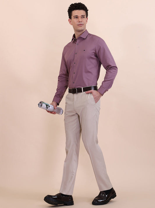 Dusty Pink Solid Slim Fit Party Wear Shirt | Greenfibre
