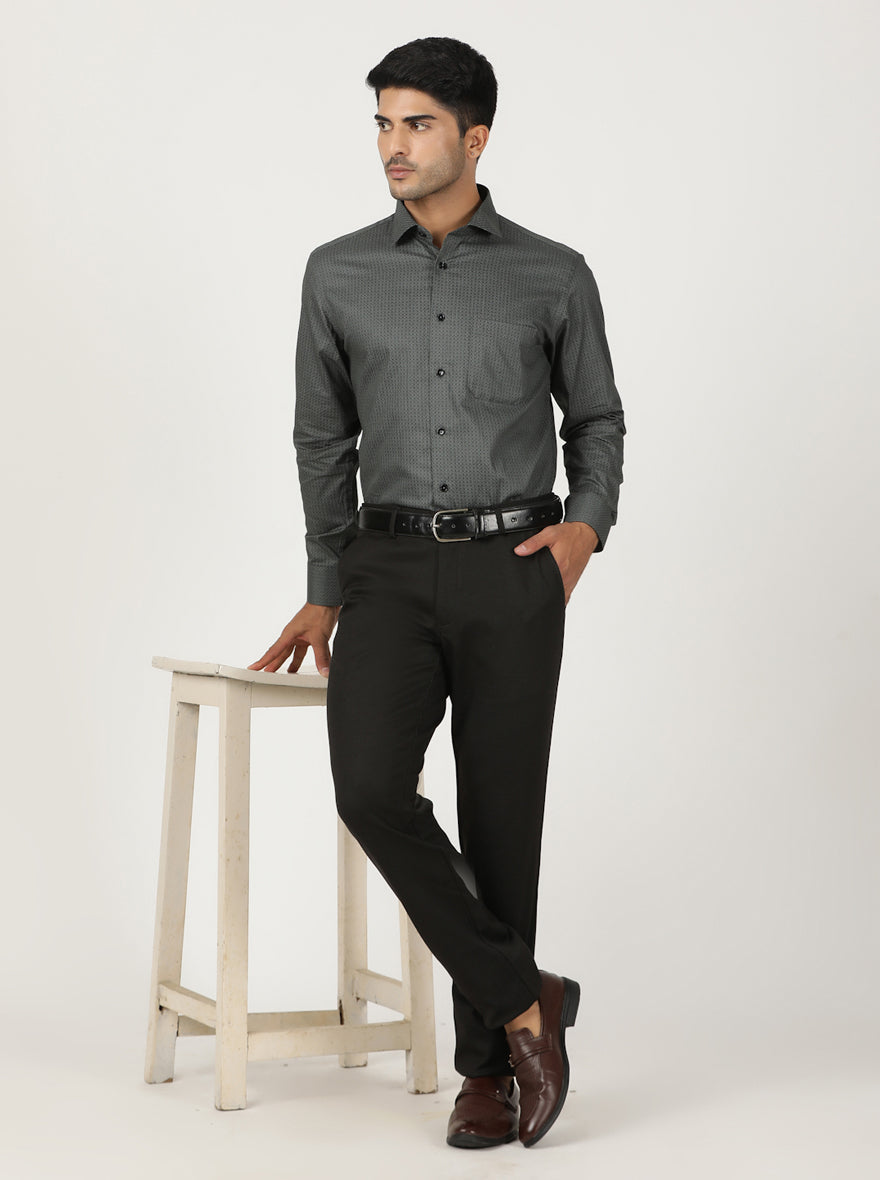 Green Printed Slim Fit Formal Shirt | Greenfibre