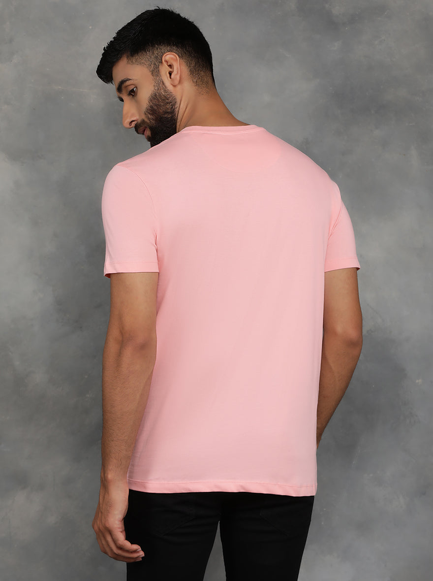 Peach Printed Slim Fit T-Shirt | GreenFibre