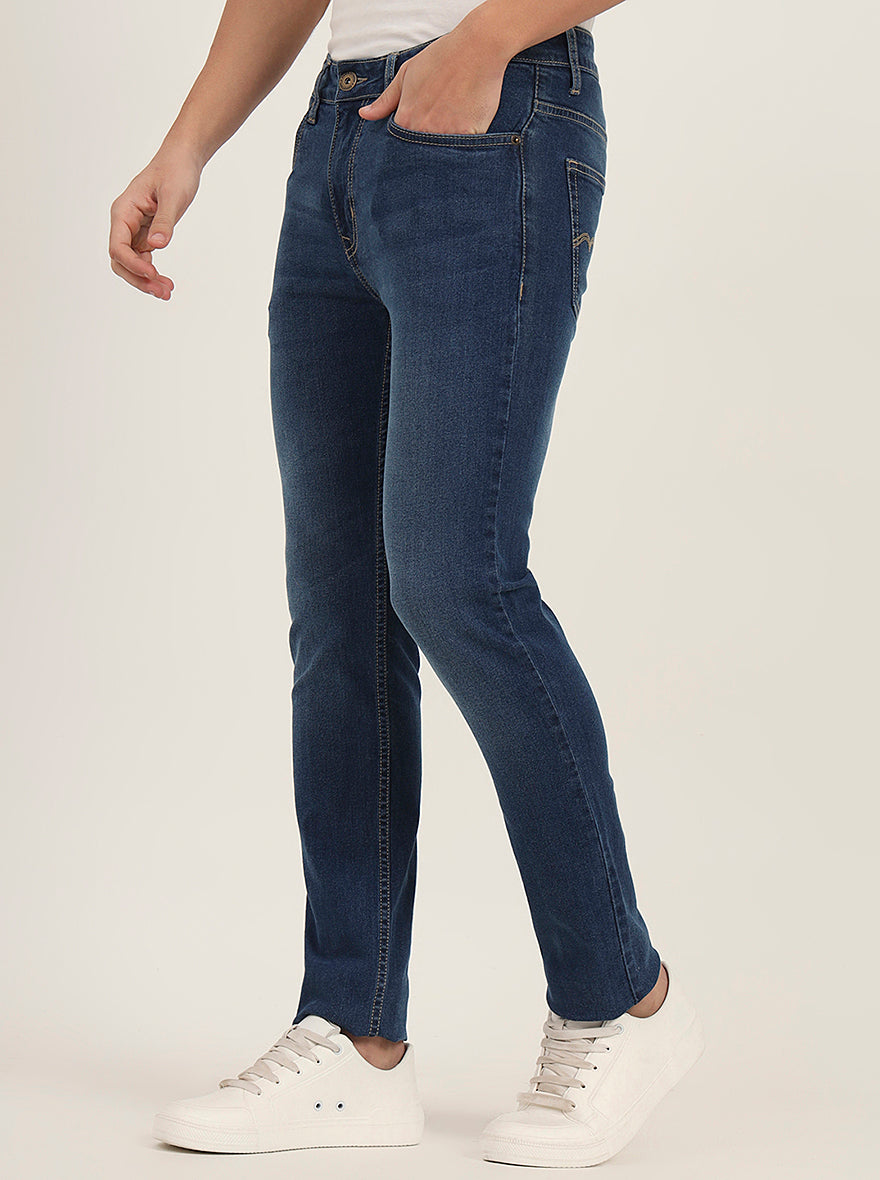 Mid Blue Washed Slim Fit Jeans | Greenfibre