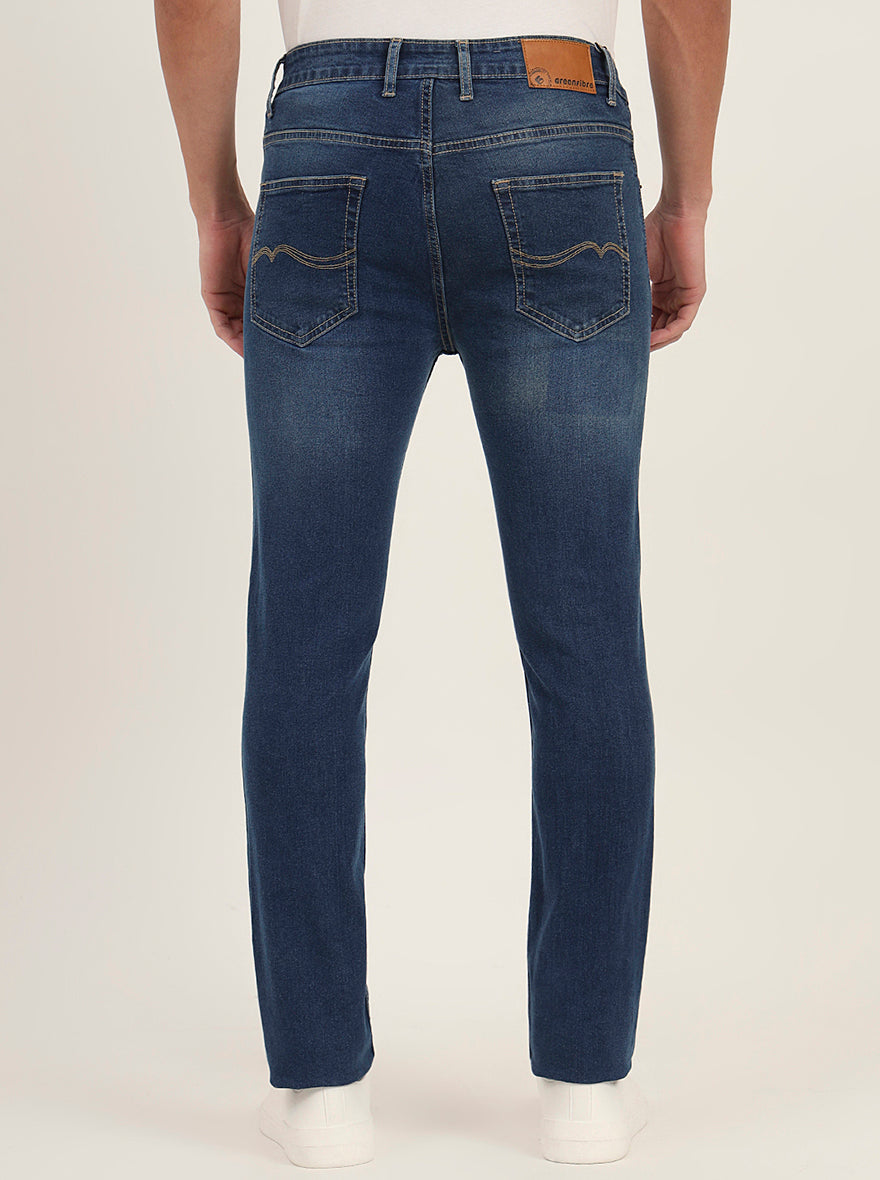 Mid Blue Washed Slim Fit Jeans | Greenfibre