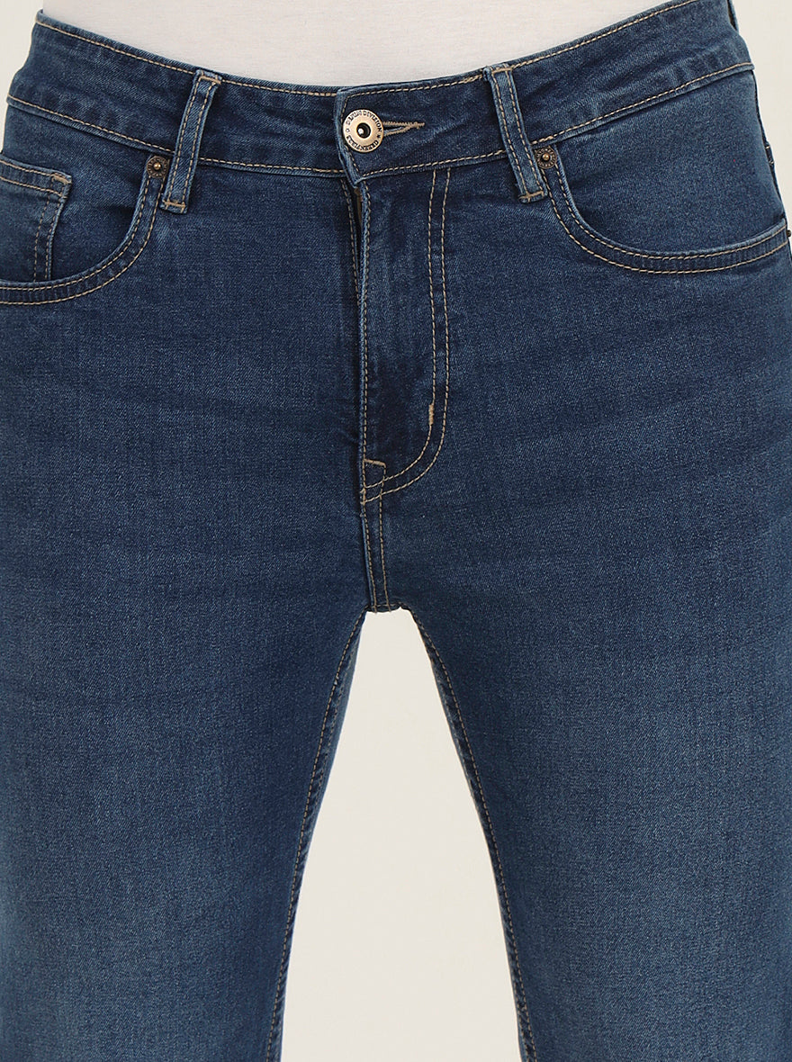 Mid Blue Washed Slim Fit Jeans | Greenfibre