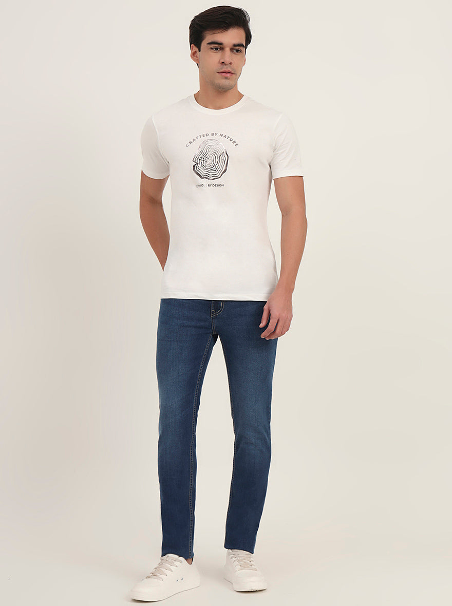 Mid Blue Washed Slim Fit Jeans | Greenfibre
