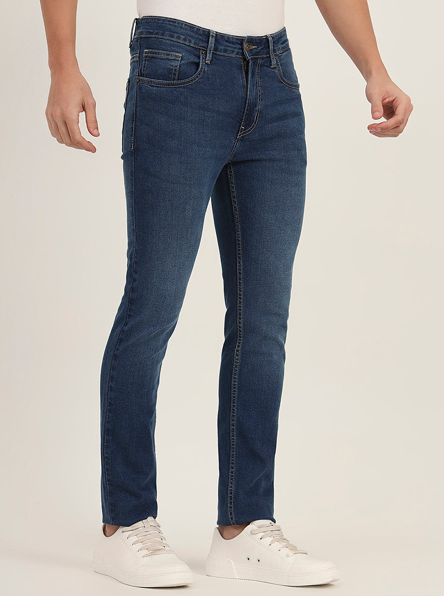 Mid Blue Washed Slim Fit Jeans | Greenfibre