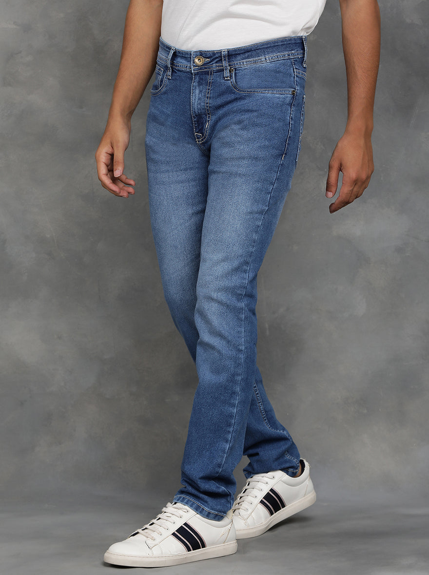 Light Blue Washed Slim Fit Jeans | GreenFibre