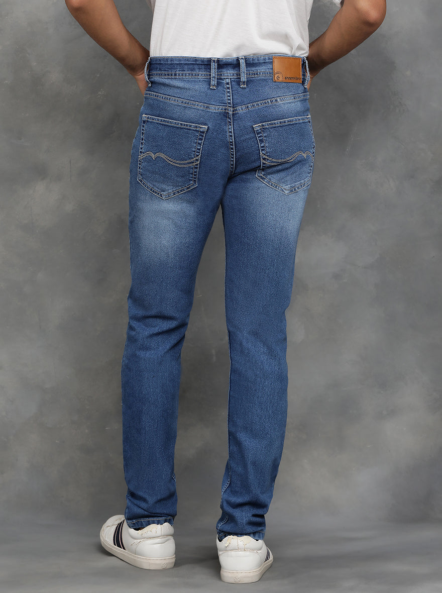 Light Blue Washed Slim Fit Jeans | GreenFibre