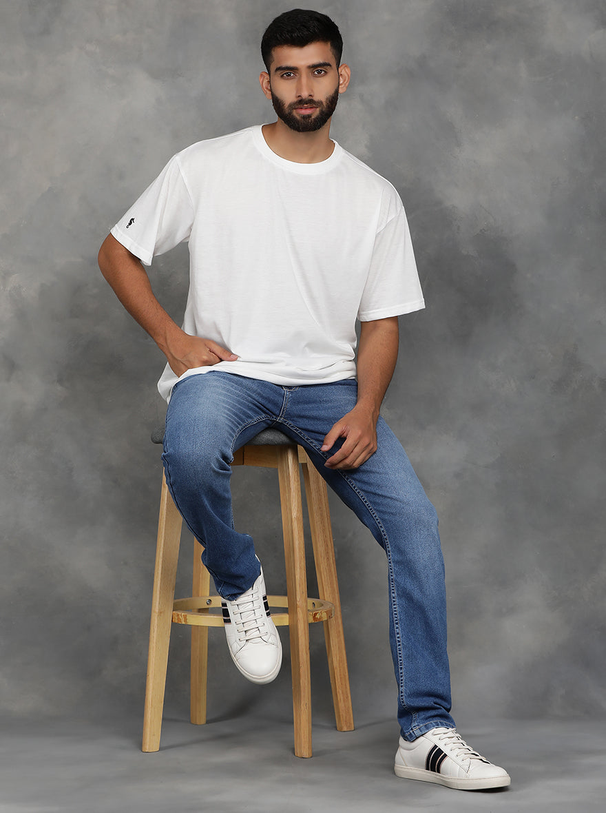 Light Blue Washed Slim Fit Jeans | GreenFibre