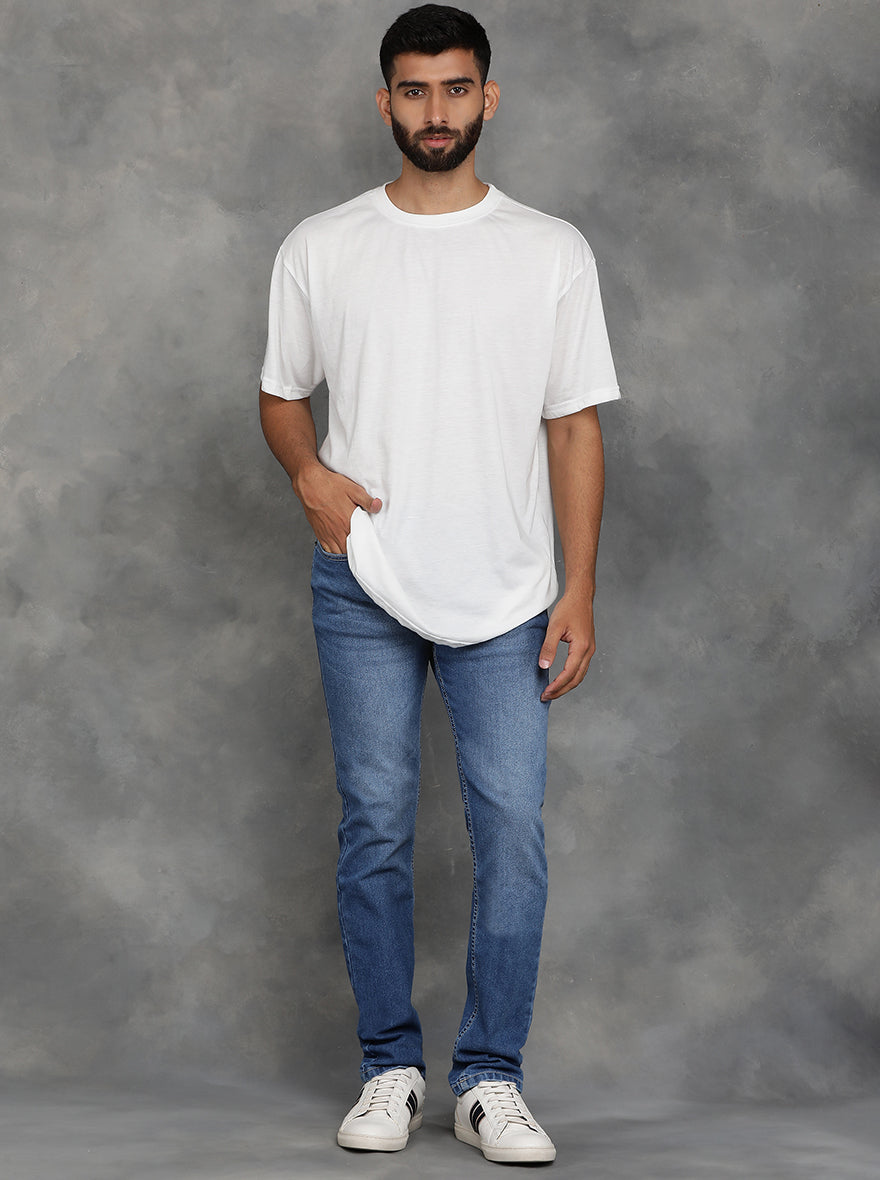 Light Blue Washed Slim Fit Jeans | GreenFibre