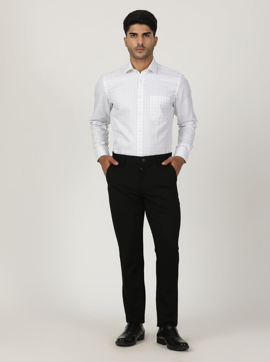 White Checked Slim Fit Formal Shirt | Greenfibre